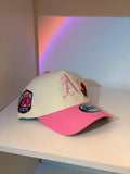 NEW ERA ATHLETICS. PINK-WHITE DESING